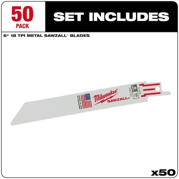 Milwaukee Tool 48-01-6184 6" 18 Tpi Sawzall Blades (50 Pk) 2