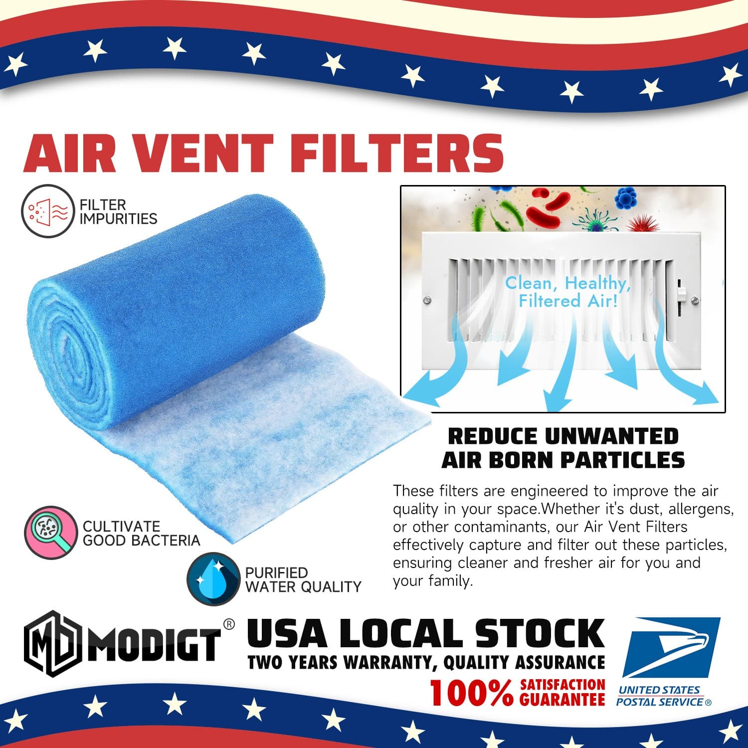 Air Vent Filter Kit Electrostatic Roll,Fit All Ceiling, Wall HVAC Furnce Vents