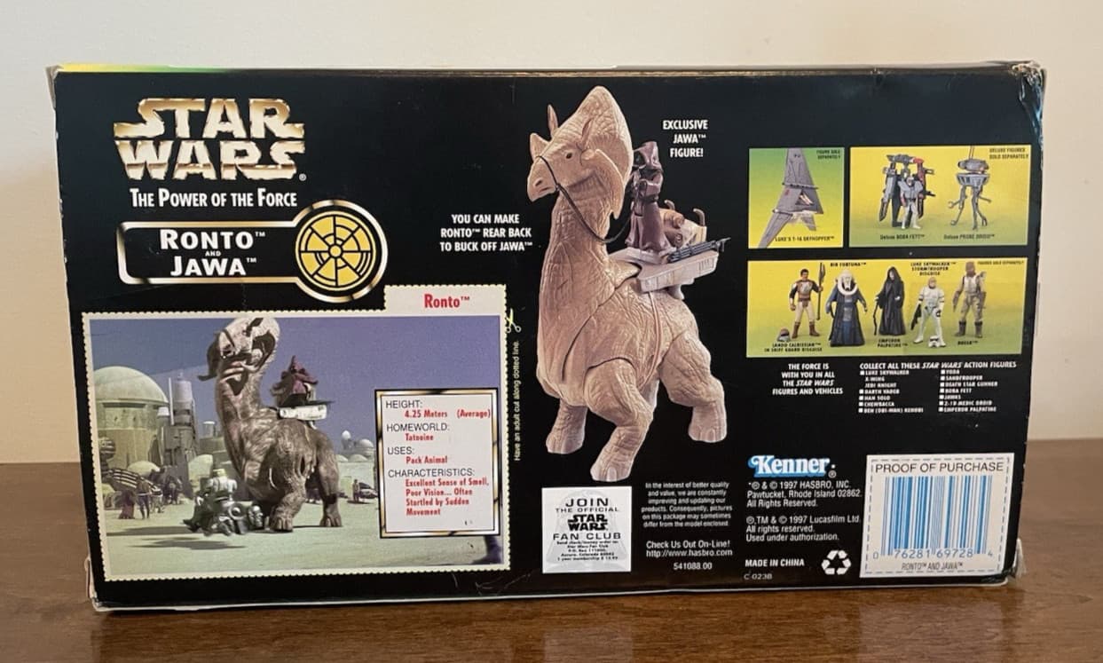 Vintage 1997 Kenner Star Wars POTF RONTO beast w/ reins + box (NO JAWA figure) 2