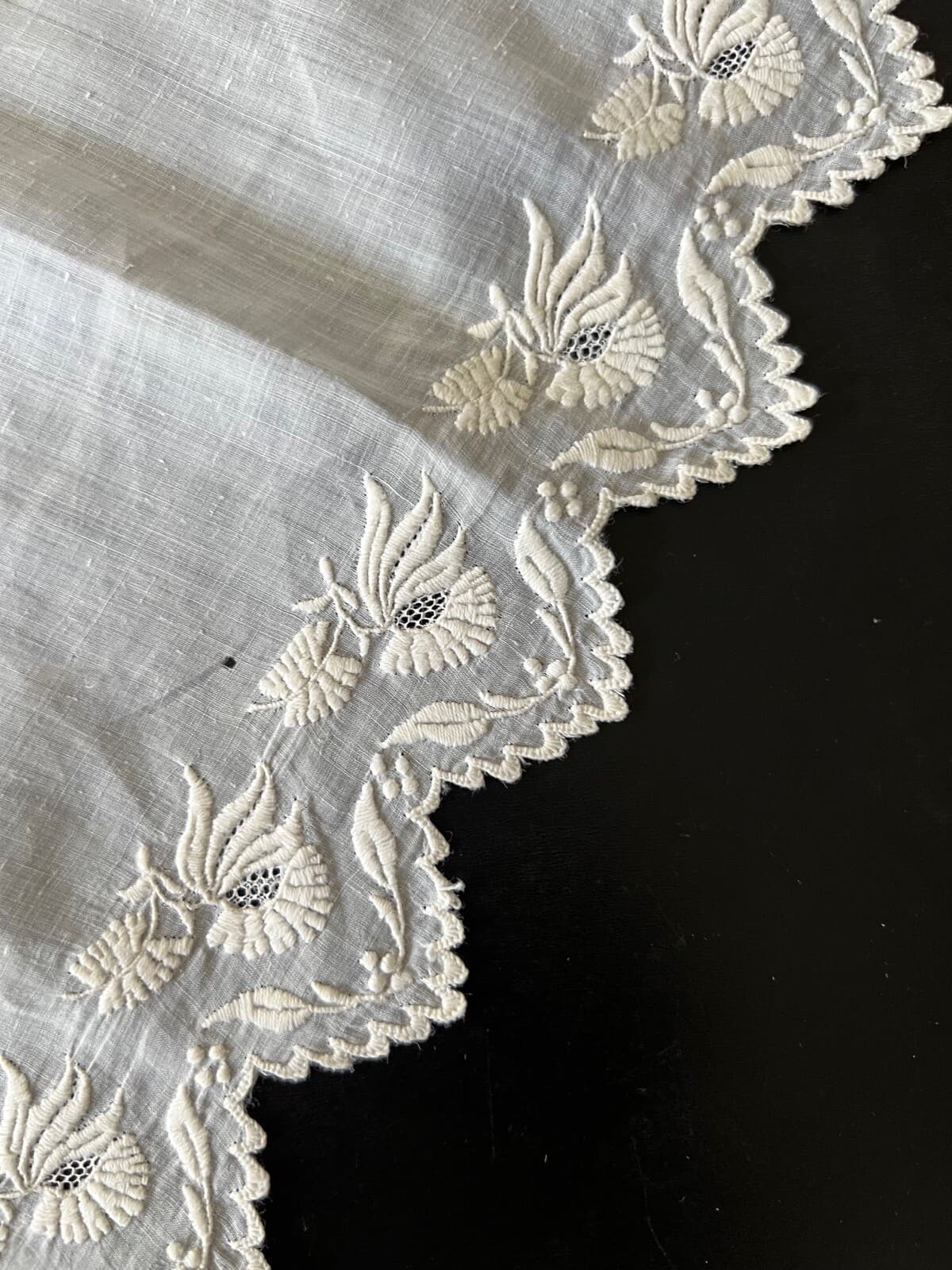 ANTIQUE  LACE - C.1880- 1900, SUPERB AMBROIDERED  WHITEWORK SHAM COVER 6