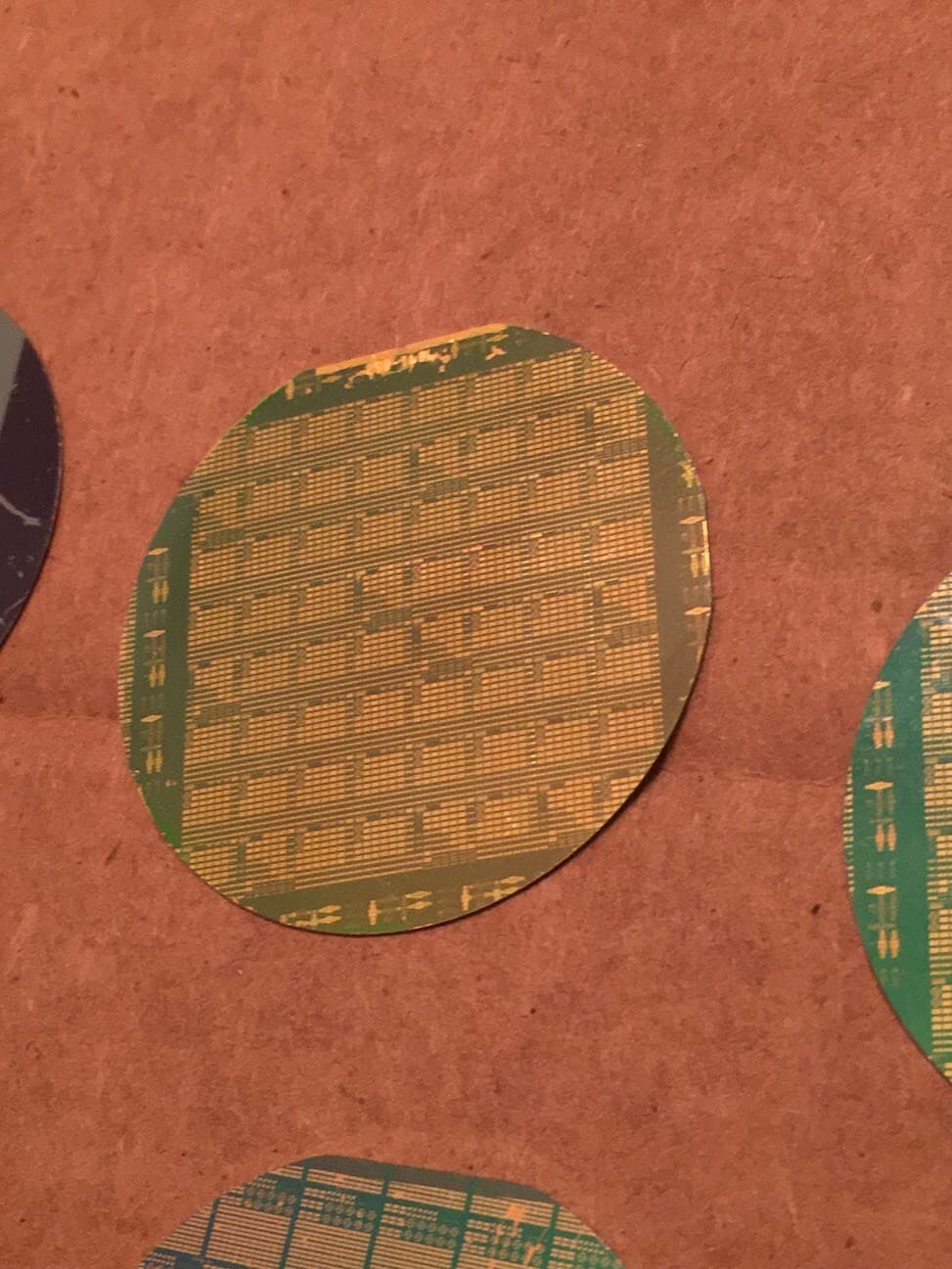 2" Gold Silicon Wafer Unique Extremely Rare RF NAND Vintage CPU Chip