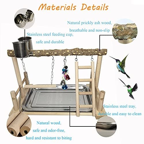  Bird Playground Parrot Playstand Birds Play Stand Wood Exercise Perch Gym  6