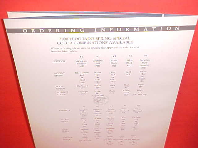 1990 CADILLAC ELDORADO SPRING EDITION DEALER ORDER BROCHURE CATALOG PORTFOLIO  5