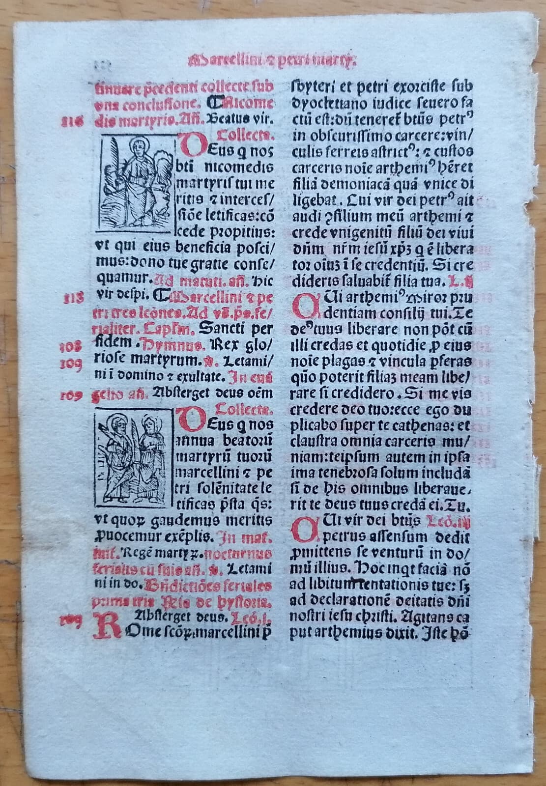 Post Incunable Leaf Brevarium Pataviensis Woodcuts (523) - 1508 2