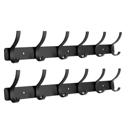 Coat Rack Wall Mounted,6 Coat Hooks for Hanging 6 Hooks 2 Pack black 2