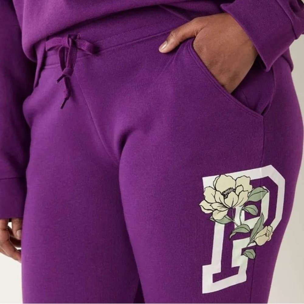 Pink Victoria's Secret Lounge Jogger Sweatsuit With Floral Graphic Dest 5