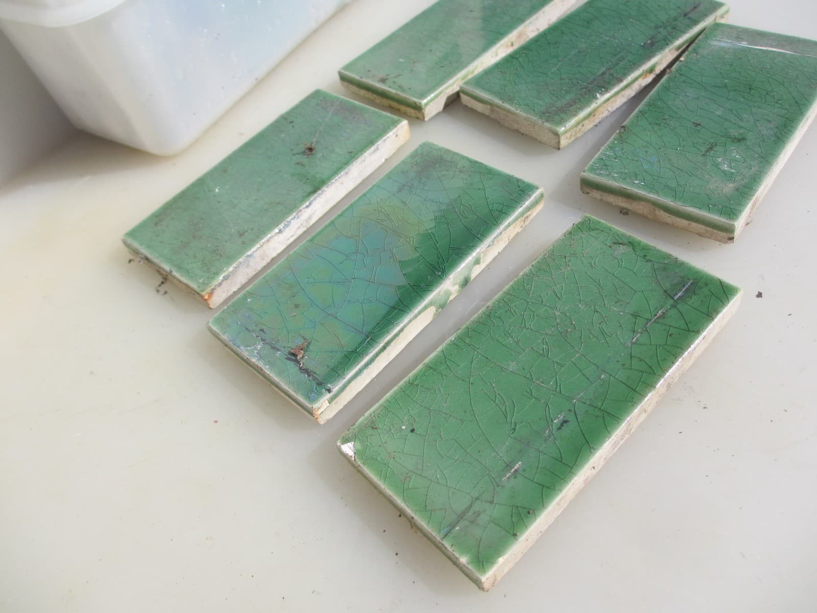Vintage Ceramic Border Tile Old Tiles Antique Green 4.25"x2.1/8" - £3each 4