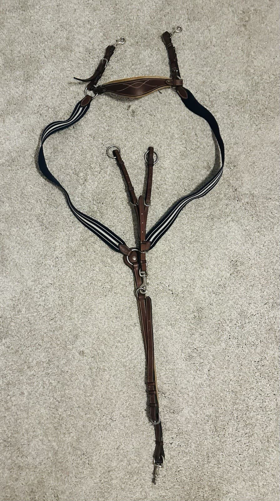 Antares Brown Bridge Breastplate for Full Size Horse with Running Martingale