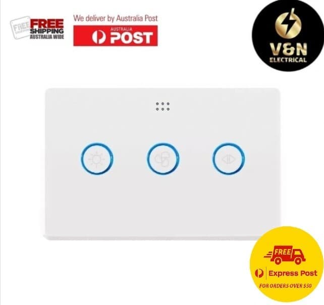 DETA White Gloss Grid Connect Smart Single Fan Speed Controller With Touch Light