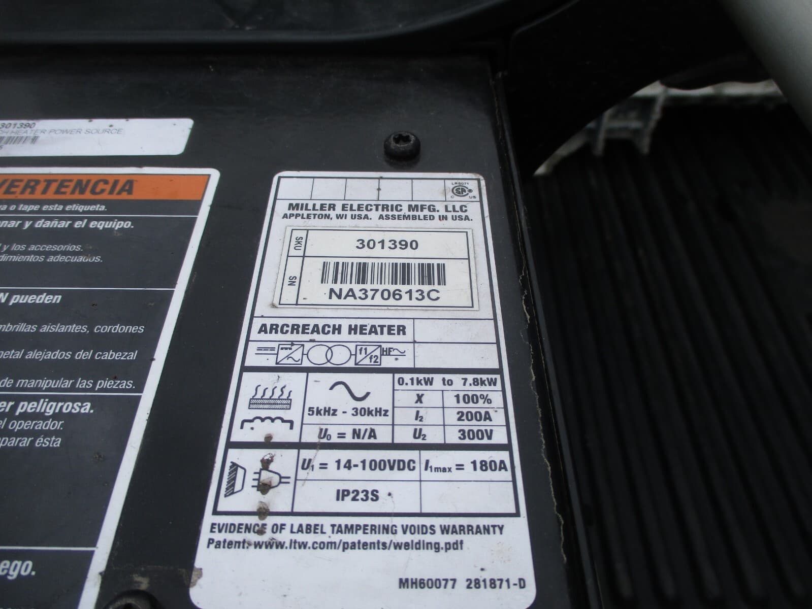 MILLER WELDER ARCREACH HEATER W/ EXTENSION CABLE & QUICK WRAP  ARC REACH 5