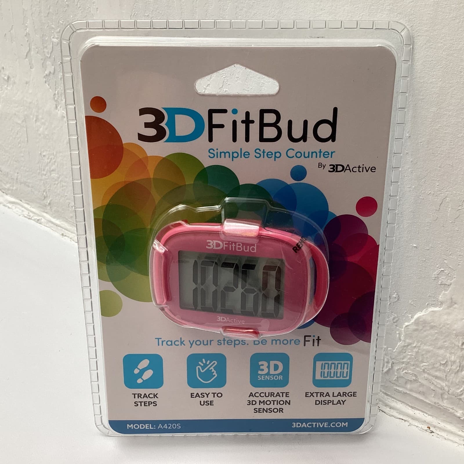 3DFitBud A420S Simple Step Counter – Pink – Sealed New in Package