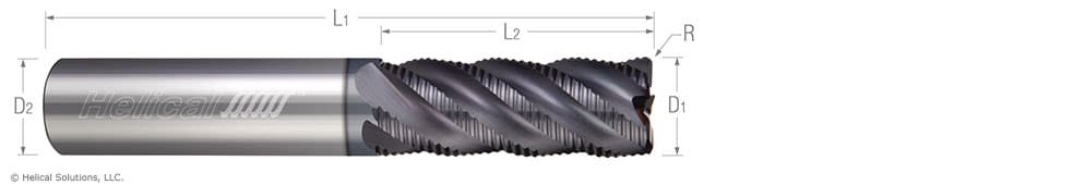 3/8" CARBIDE END MILL 4 FLUTE ROUGHING FOR STEEL HELICAL SOLUTIONS 54092 3