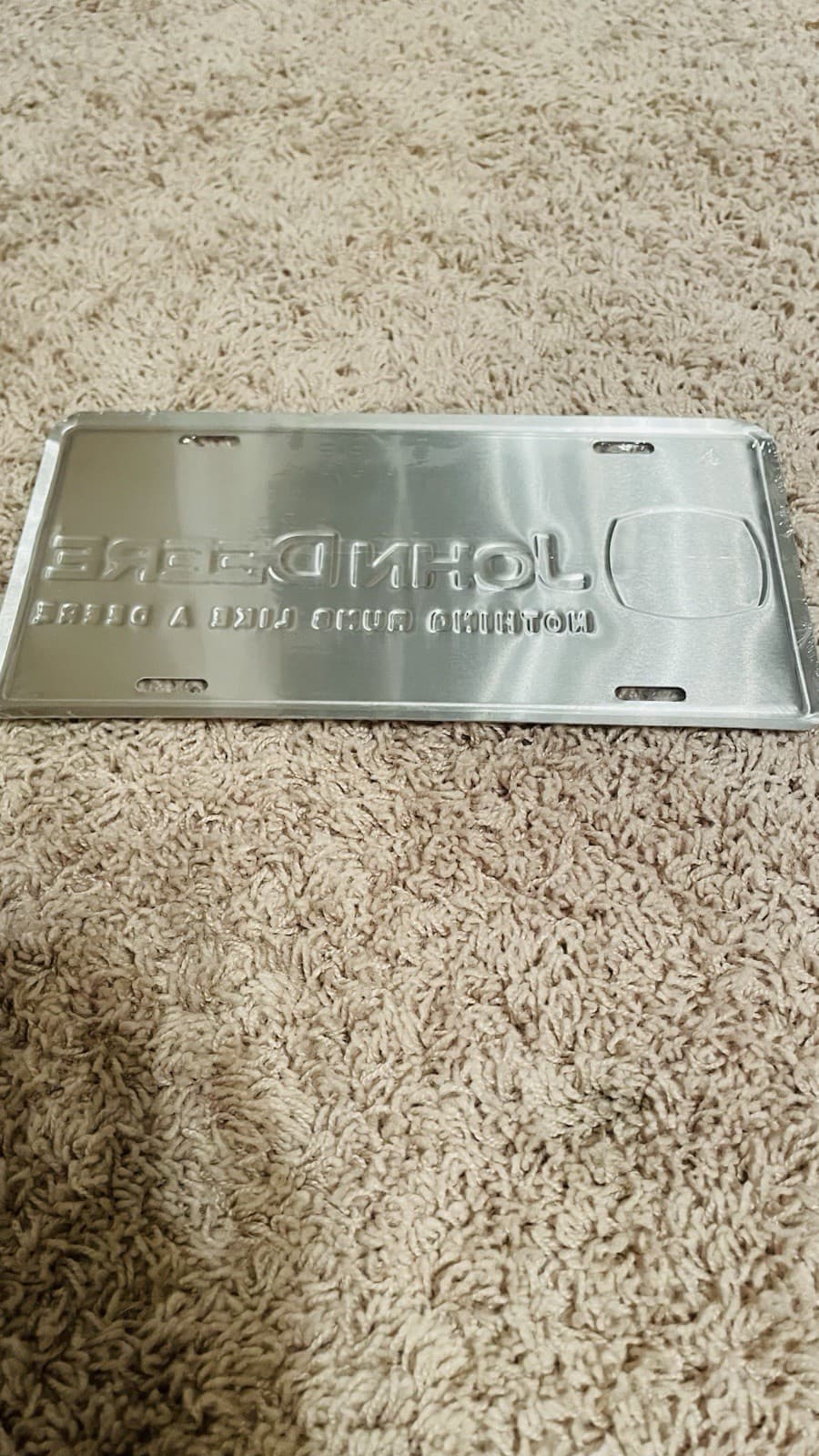 John Deere Embossed License Plate - Nothing Runs Like A Deere - Pink *NEW* 5