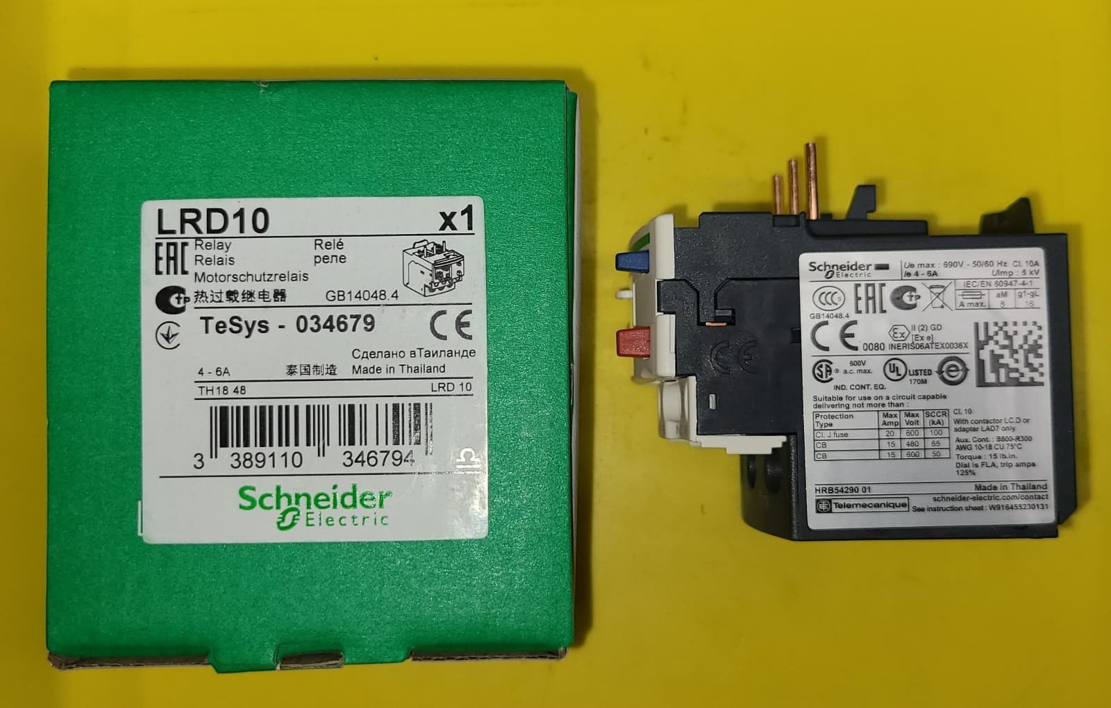 Schneider Electric LRD10 Overload Relay, 3 Poles, 4 A – 6 A, 1NO/1NC 2