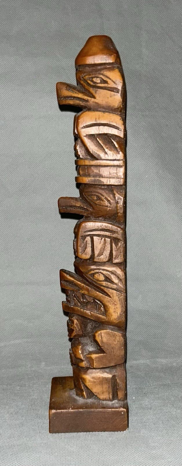 Totem Pole Hand Carved Cedar Alaskan Tlingit Unity Northwest Coast Native 13" 2