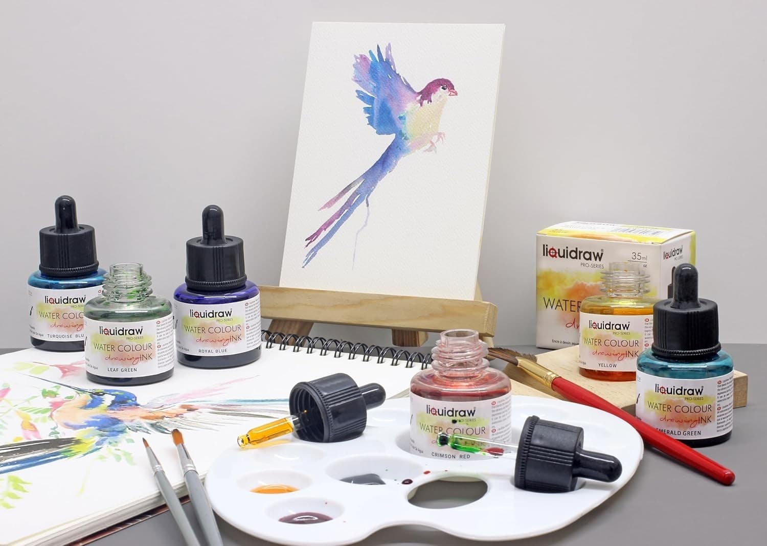 Liquidraw Watercolour Drawing Ink Set of 10 Assorted Colours | 35ml with Dropper 6