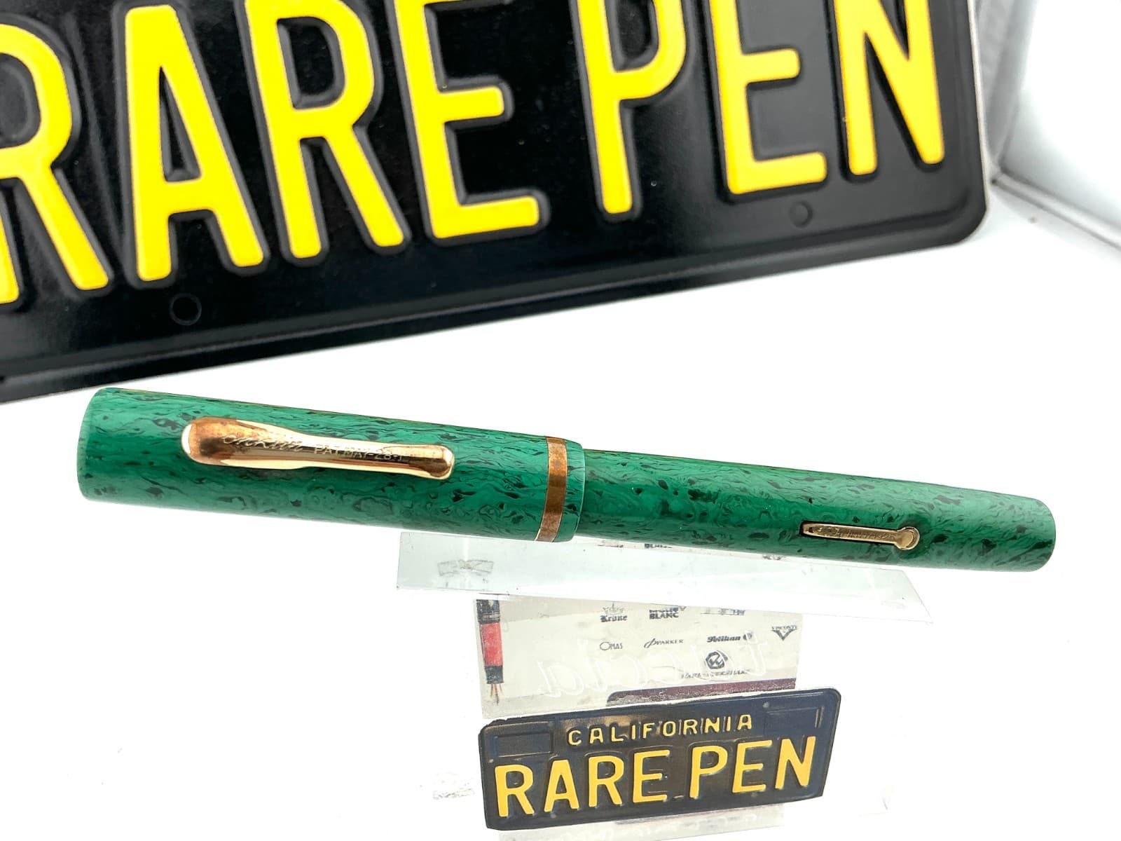 Vintage CONKLIN GREEN Celluloid Fountain Pen 14k Med nib Restored 2