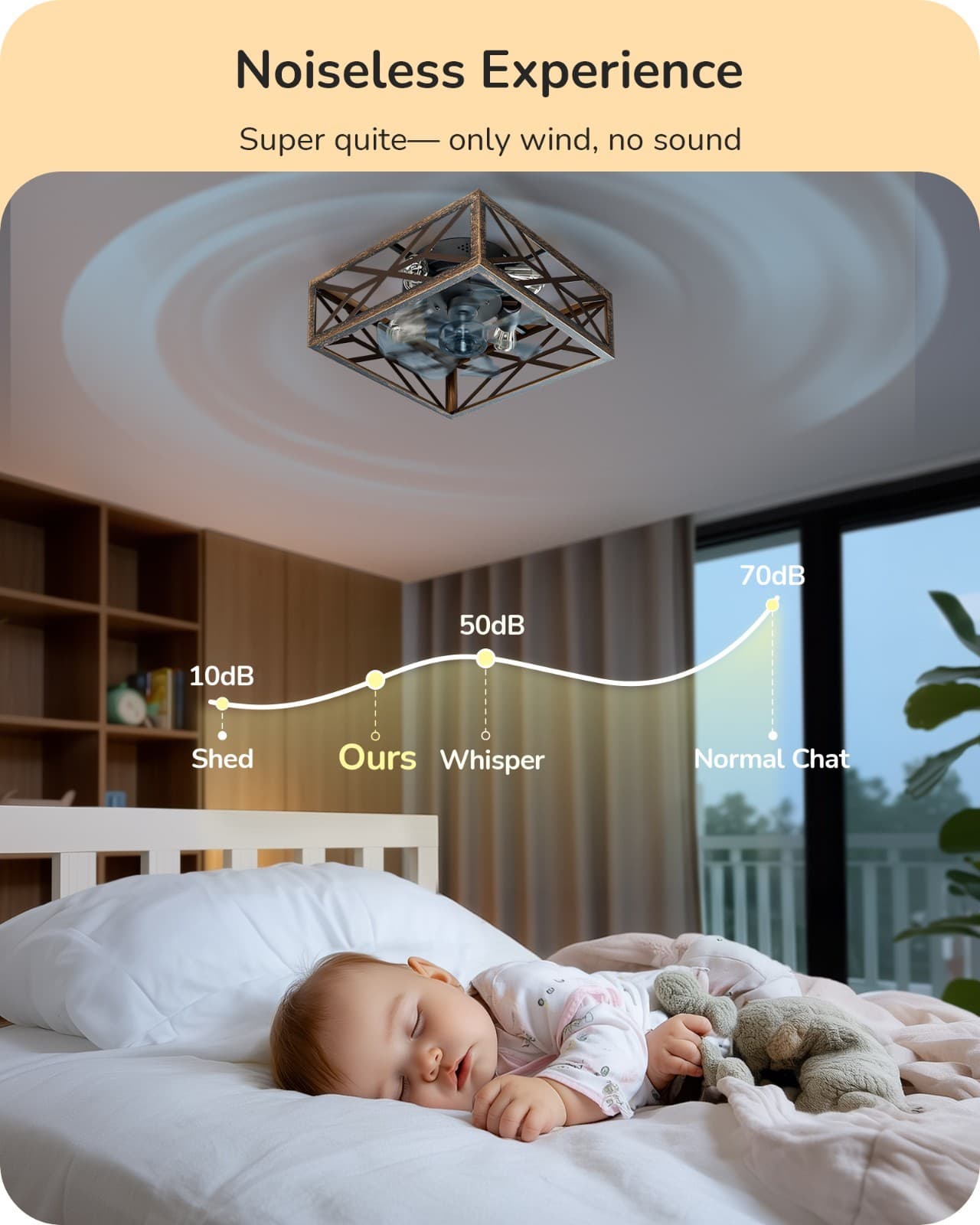 EDISHINE Caged Flush Mount Ceiling Fans with Lights and Remote, Dining Room 3