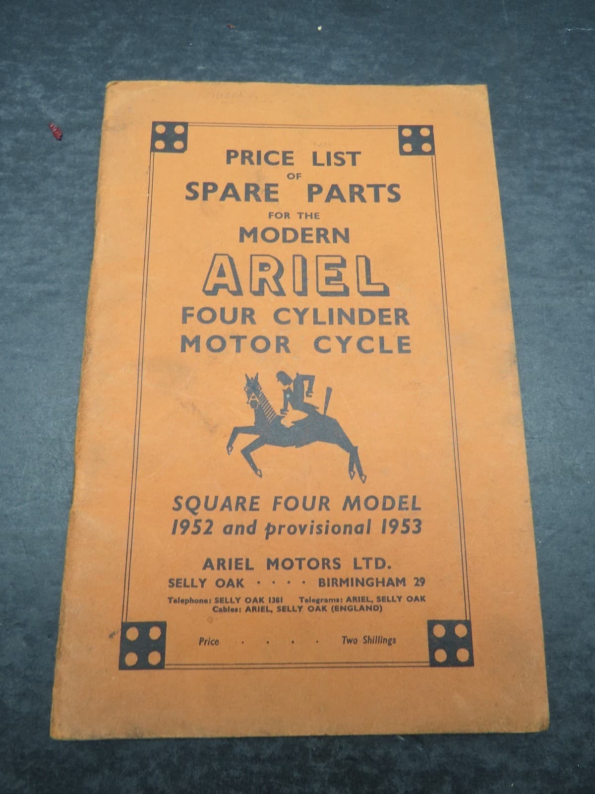 1952 &Provisional 1953 Ariel Square 4 Model Motorcycle Illustrated Parts Manual