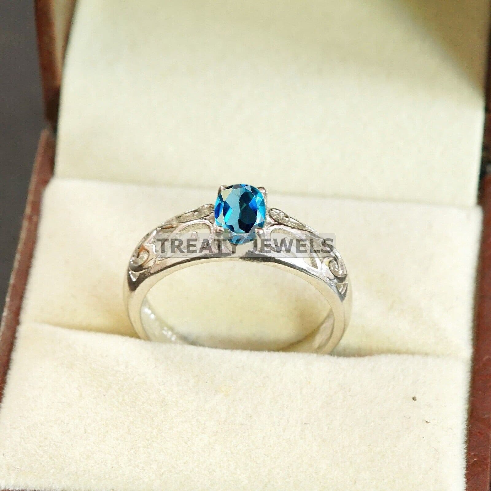 London Blue Topaz Oval Gemstone With 925 Sterling Silver Ring For Men's #B215 # 2