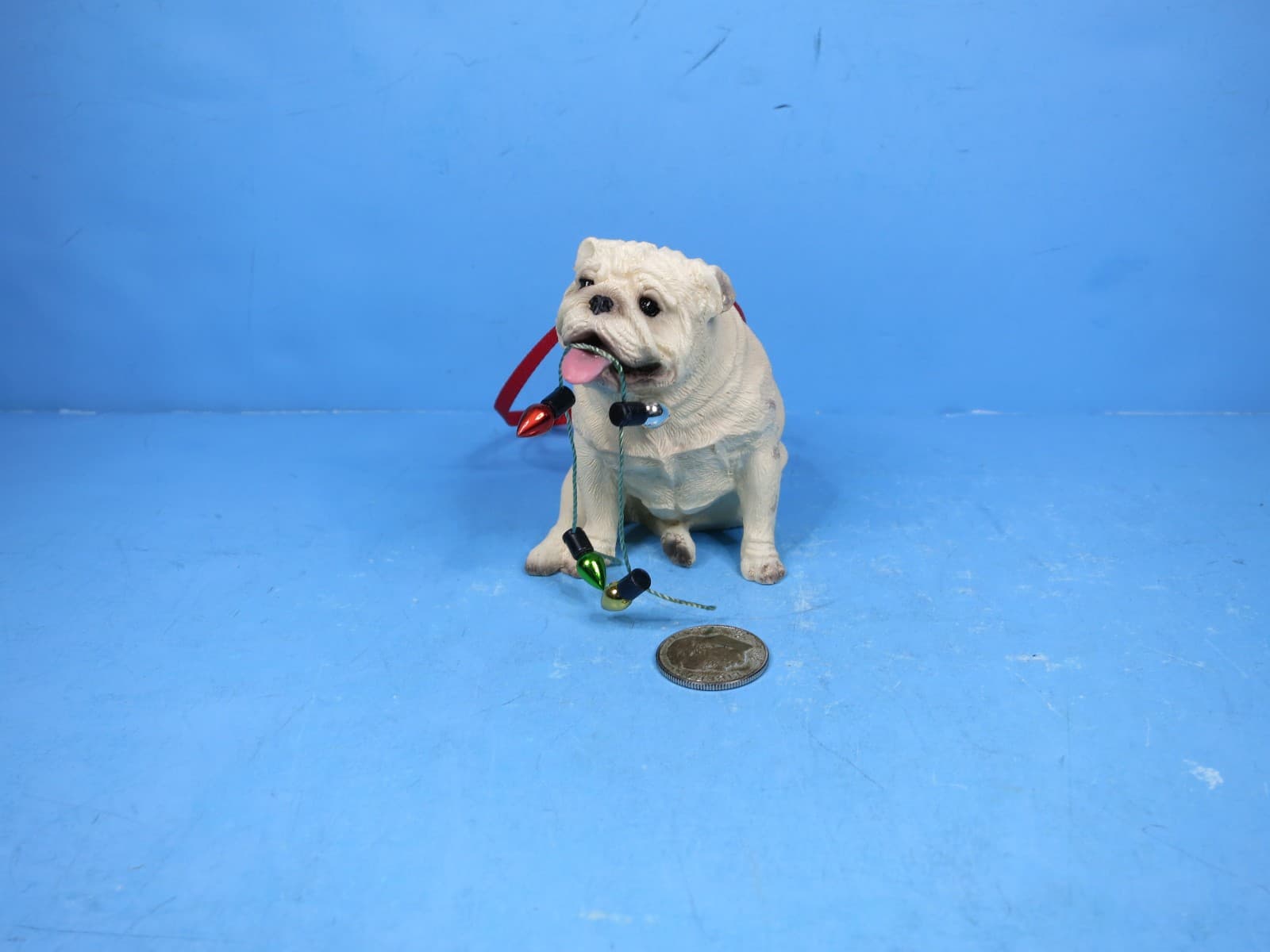 SANDICAST DOG CHRISTMAS ORNAMENT Bull Dog W/Light String-New In Box 3