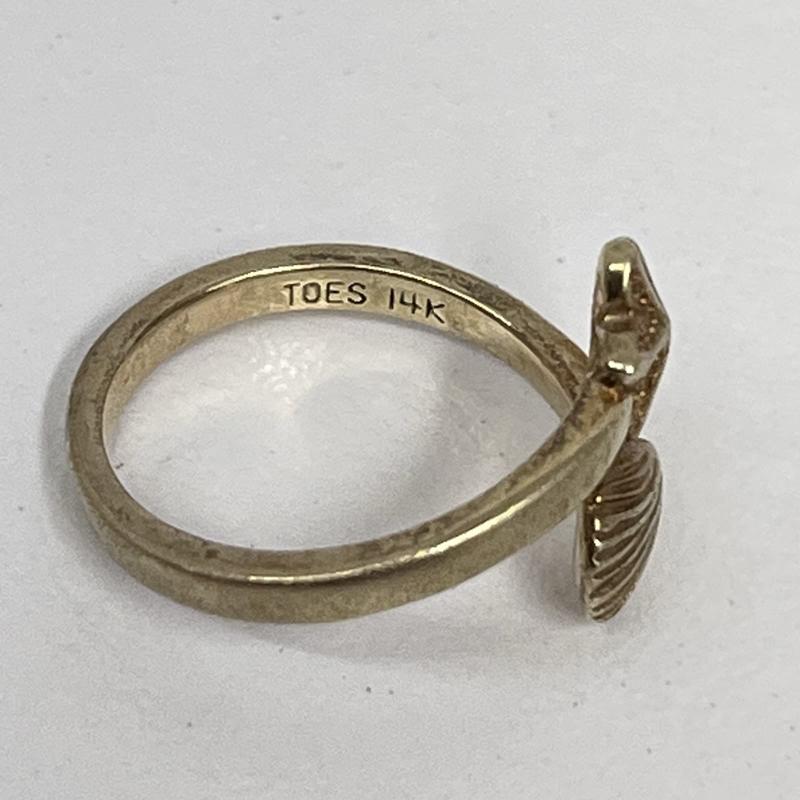 Vintage 14K Gold TOES Toe Ring Shell & Starfish Size 2 1/4 Weighs 2 Grams 6
