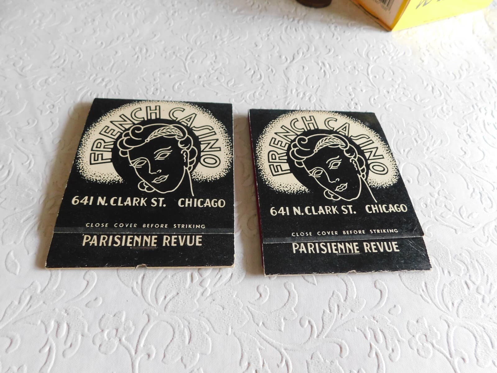 VINTAGE SUPER SIZED FRENCH CASINO CHICAGO ART DECO MATCHBOOK COVERS UNUSED