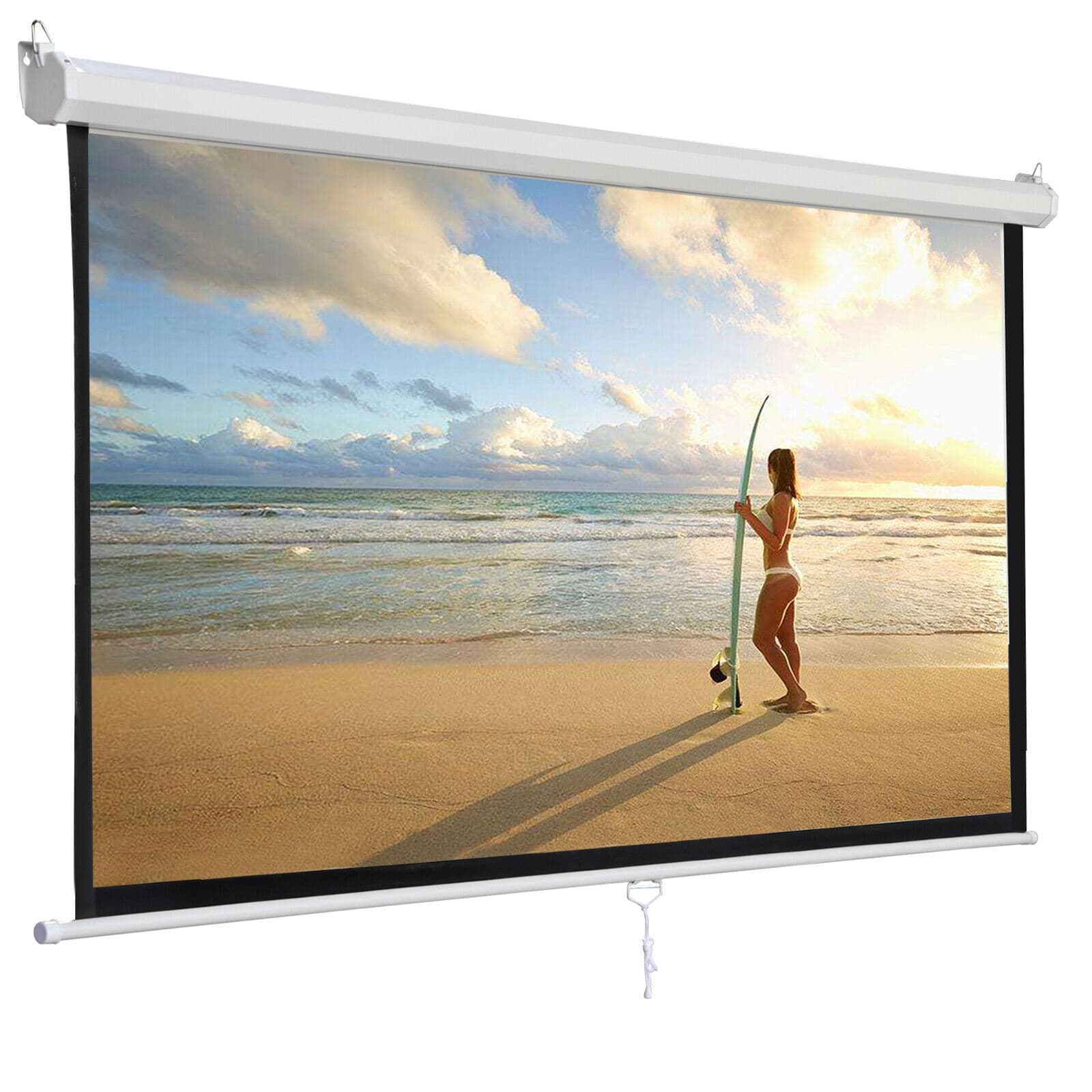 120'' Projector Screen Diagonal TV Screen Manual Matte HD Movie Theater 1:1 