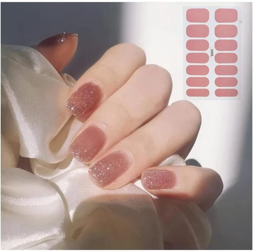 112 Pieces Thin Semi-Cured Gel Nail Strips Solid Full Nail Polish Sticker 3