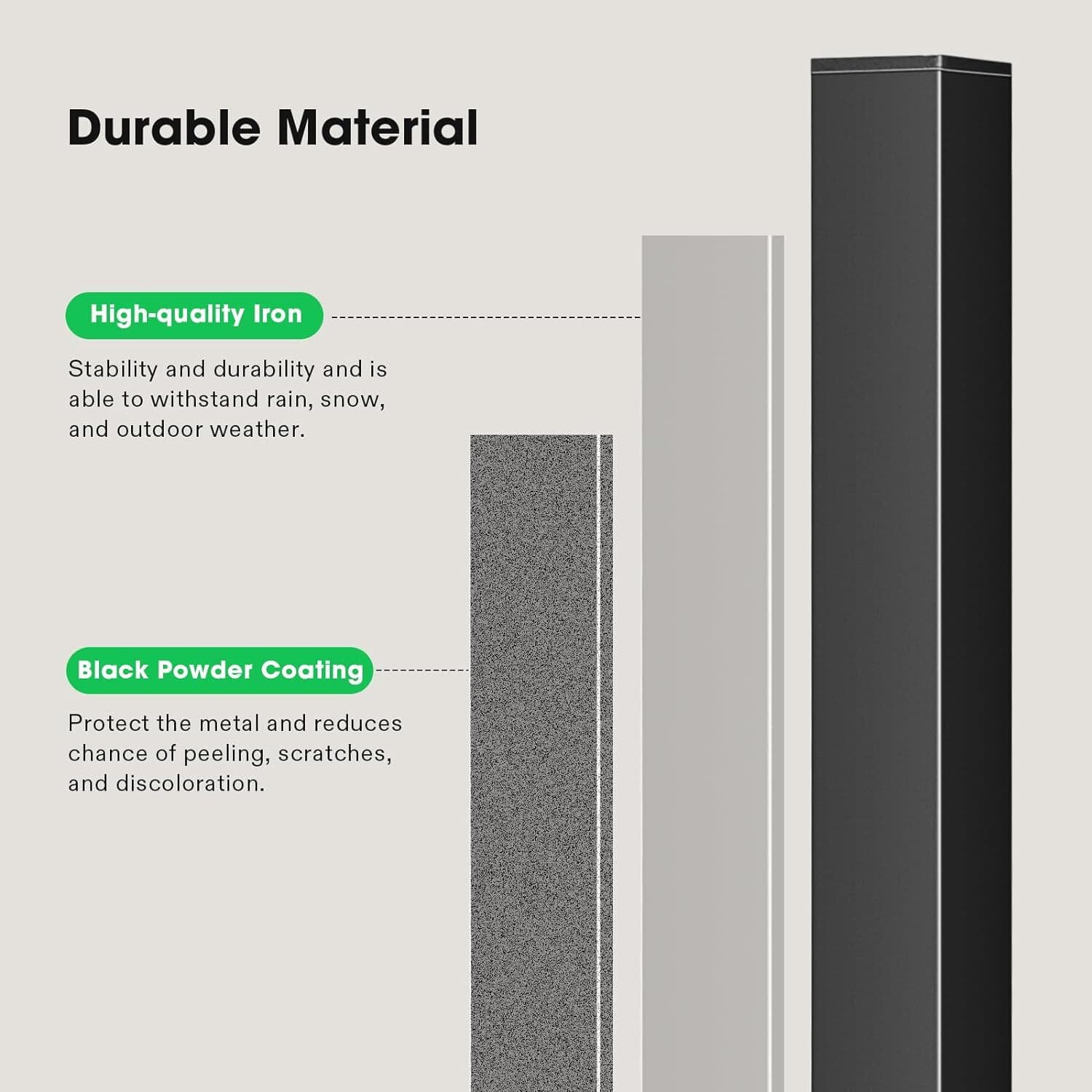 VIVOSUN Wrought Iron Handrail Stair Railing for 2/3/4/5 Steps Adjustable Height 5