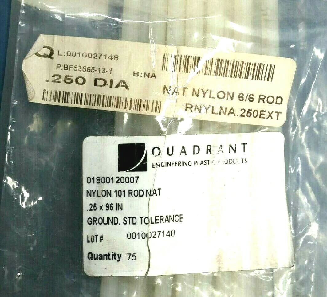 Nylon 101 Rod, Natural 6/6, Solid .25 x 96" Quadrant Eng / Professional Plastics 2