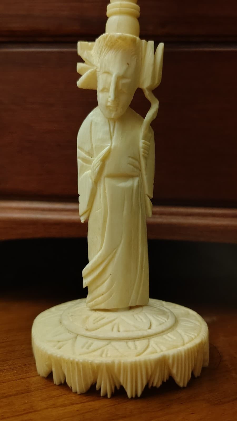 Antique hand carved Chinese Puzzle Ball w/ stand Ornately carved ball and stand 3