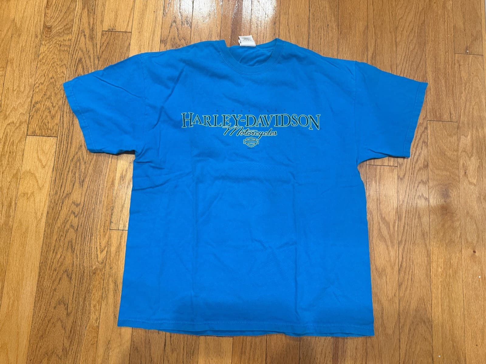 Harley Davidson Blue T shirt Mens XL  Lincoln Nebraska Frontier Logo HD 2