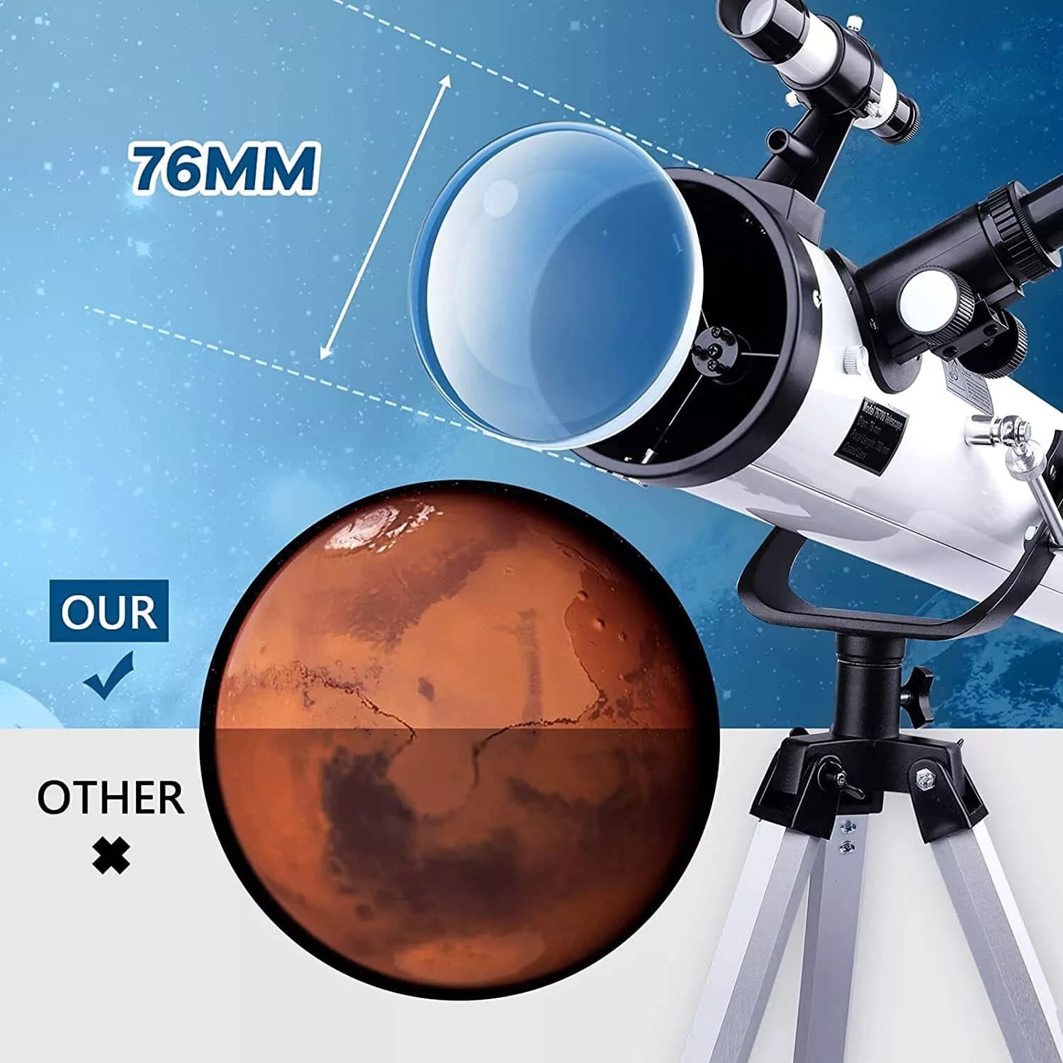 Professional 76X700 Astronomical Telescope - 350X High Magnification, HD 3