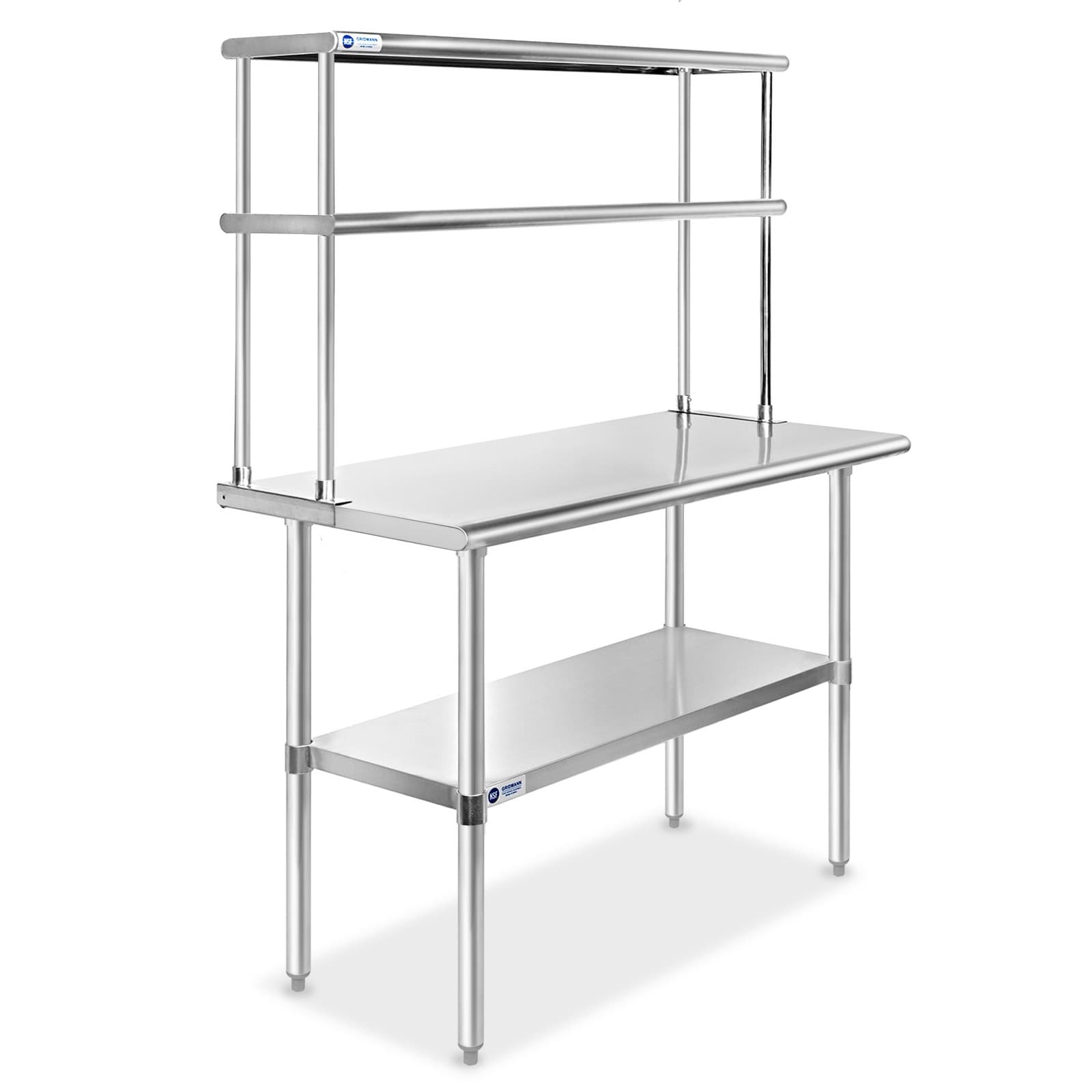 Stainless Steel Commercial Kitchen Prep Table with Double Overshelf- 30" x 48"