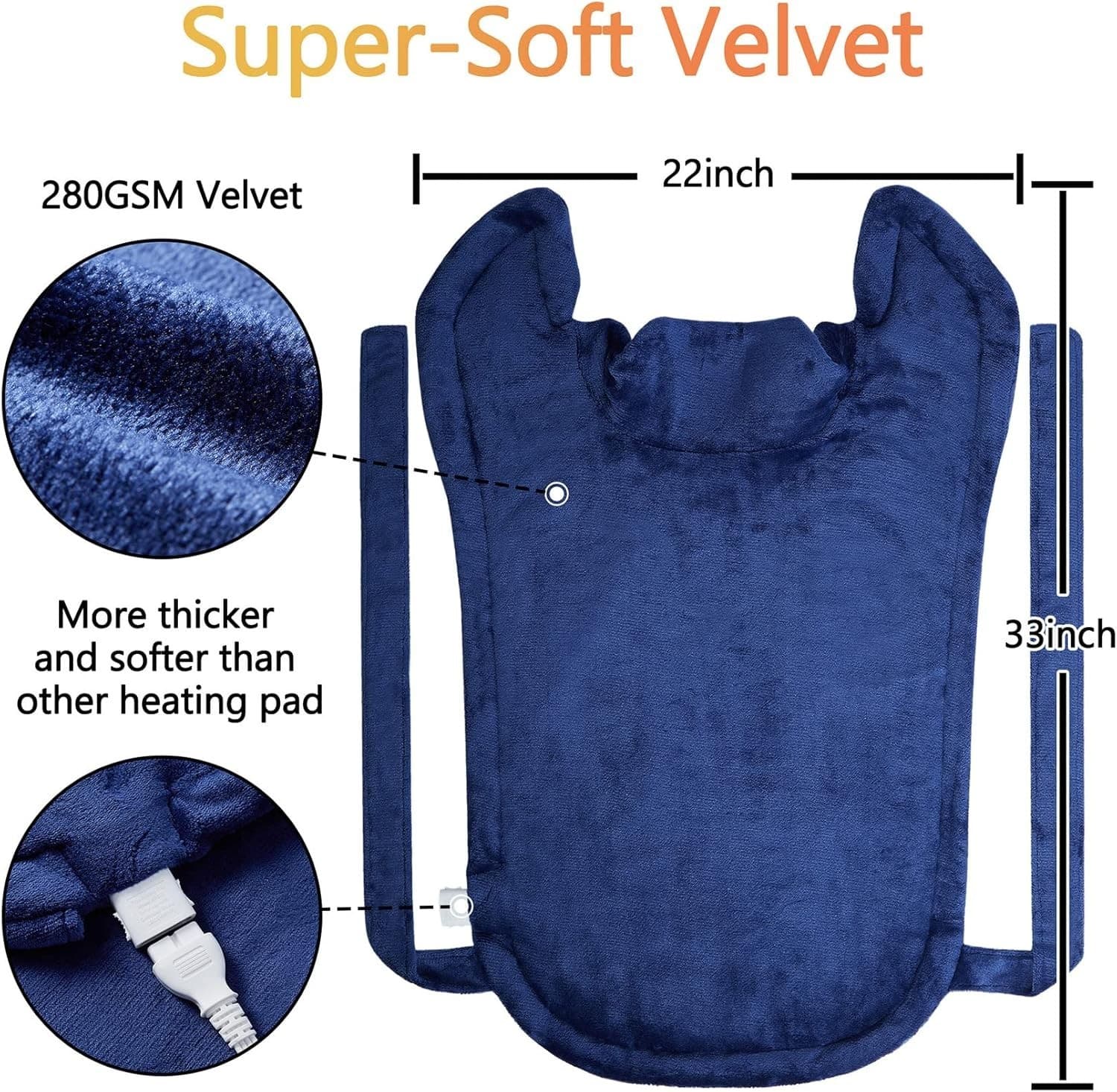 Heating Pad for Back Pain Relief, 22"x 33" Heating pad for Neck and Shoulders 5