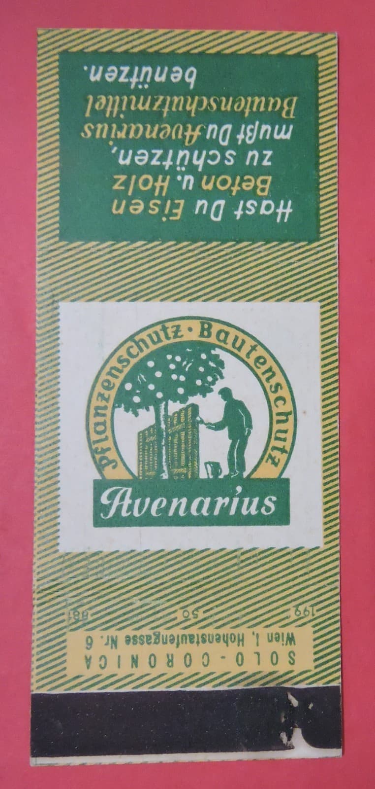 AVENARIUS PFLANZENSCHUTZ BAUTENSCHUTZ MATCHBOOK COVER-AUSTRIA