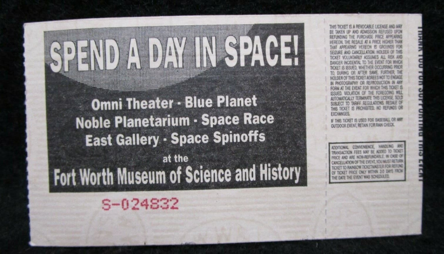 Soviet Space Traveling Space Exploration Exhibit Ticket Stub 1991 Exploration 2