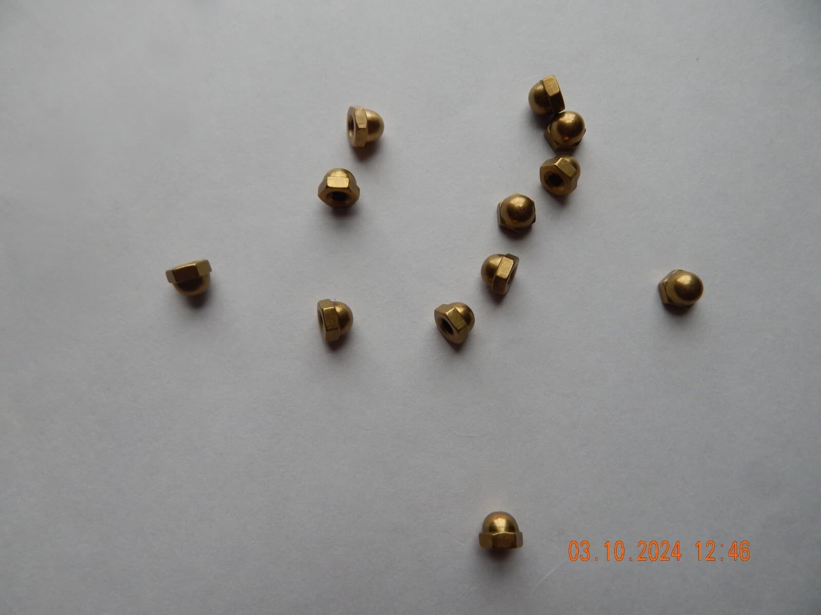 BRASS ACORN CAP NUTS. 10/32 , 12 PCS. NEW