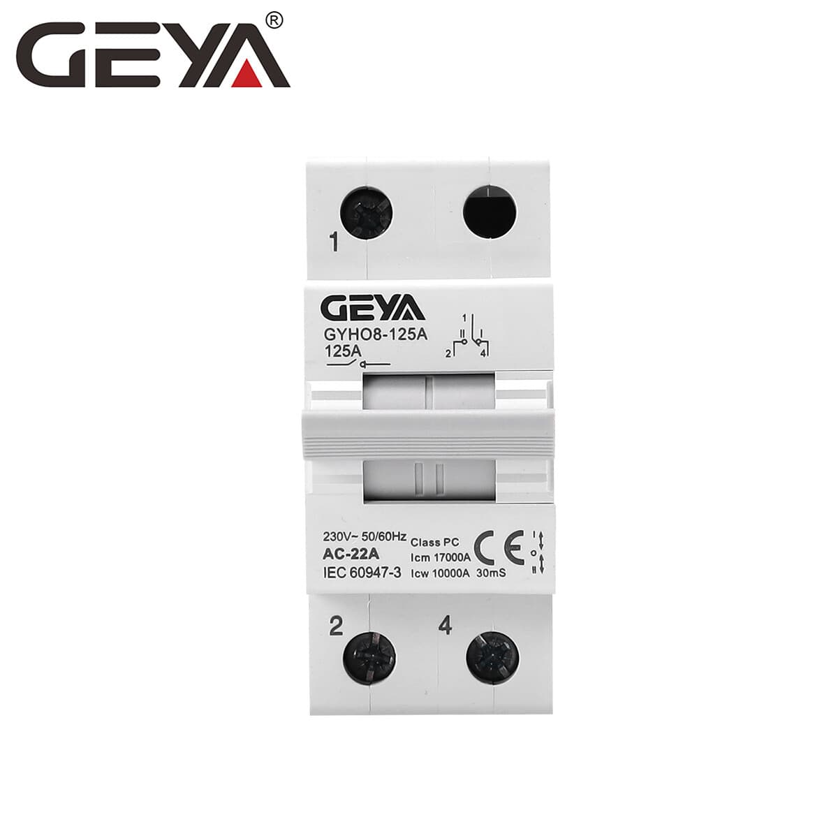 GEYA Manual Changeover Transfer Switch 1P 125A Dual Power 400V Grid & Generator 4