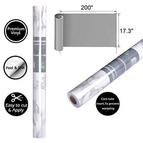  17.3" x 200" (Pack Of 1) Wall Panel Marble, White  5