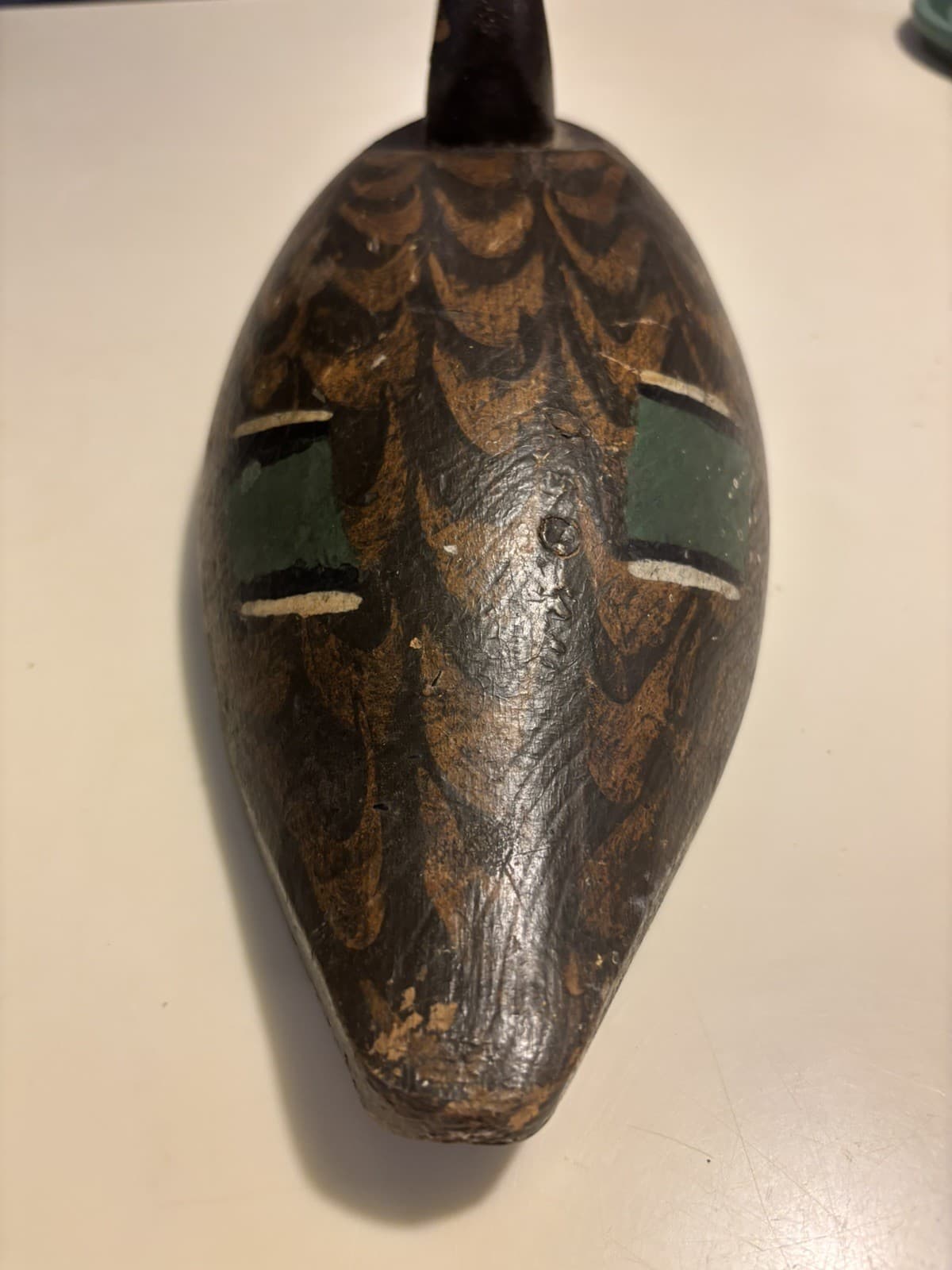 ANTIQUE  DUCK  DECOY CARVED WOOD GLASS EYES  FOLK ART American Primitive 1900 3