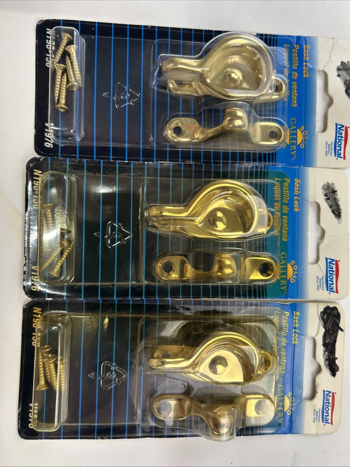 NOS Sash Lock Solid Brass National Mfg. Co. N198-150 V1976 USA Tight Seal Window