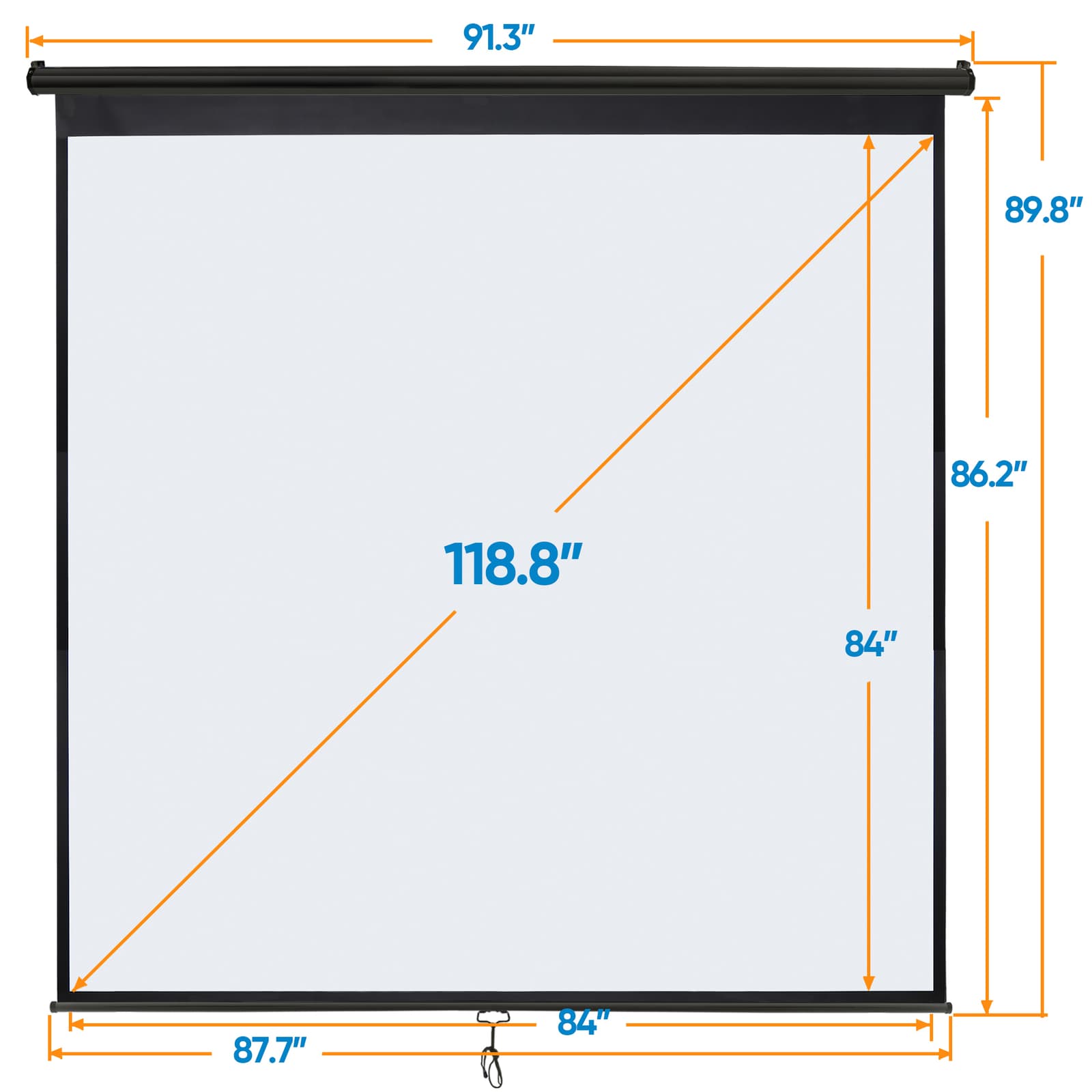 Projector Screen Manual Pull Down 120" Projection Screen for Home Cinema Black 3