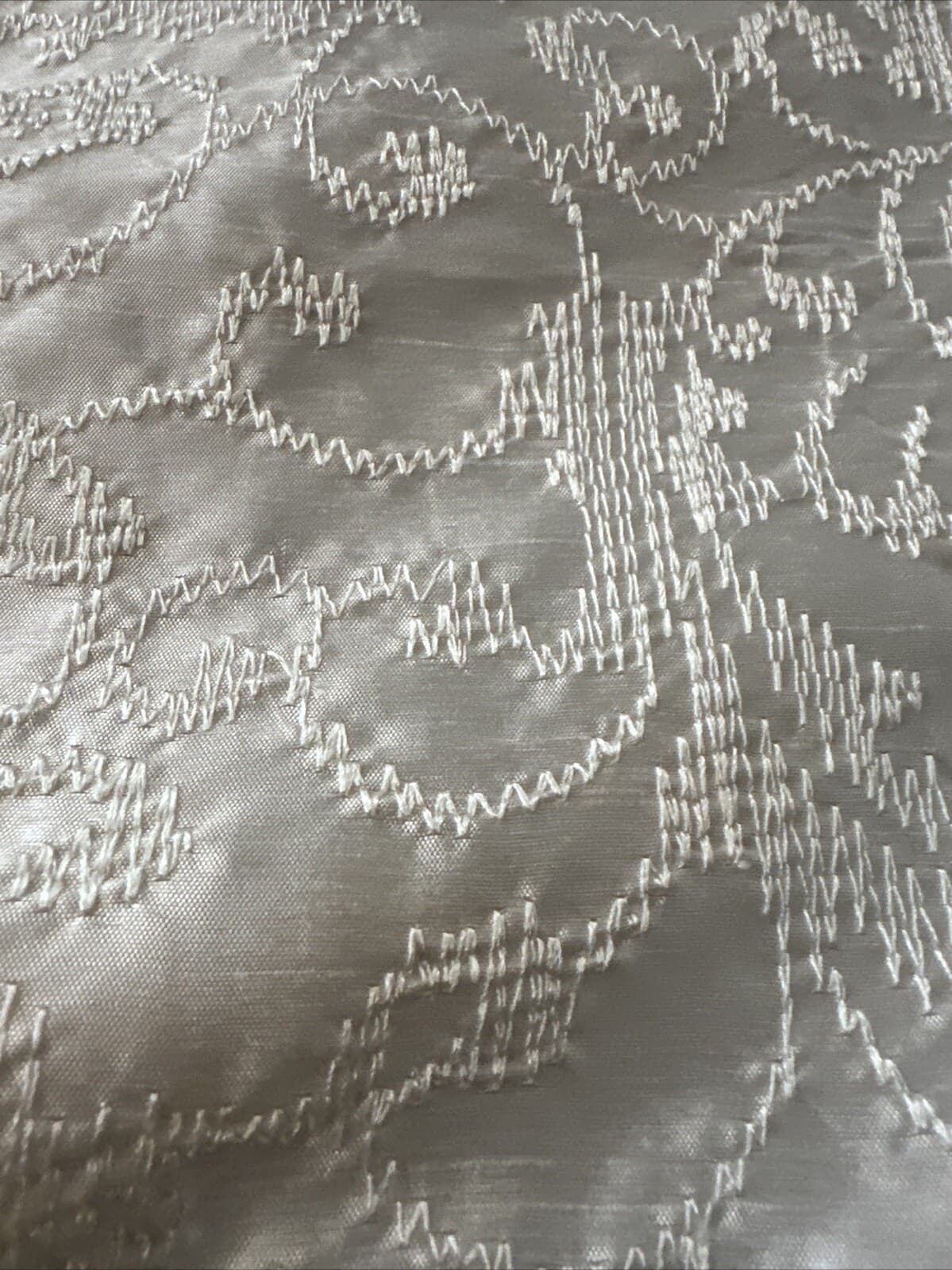 Chenab One Euro Sham Embroidered Ivory White Polyester Satin NWOT 5