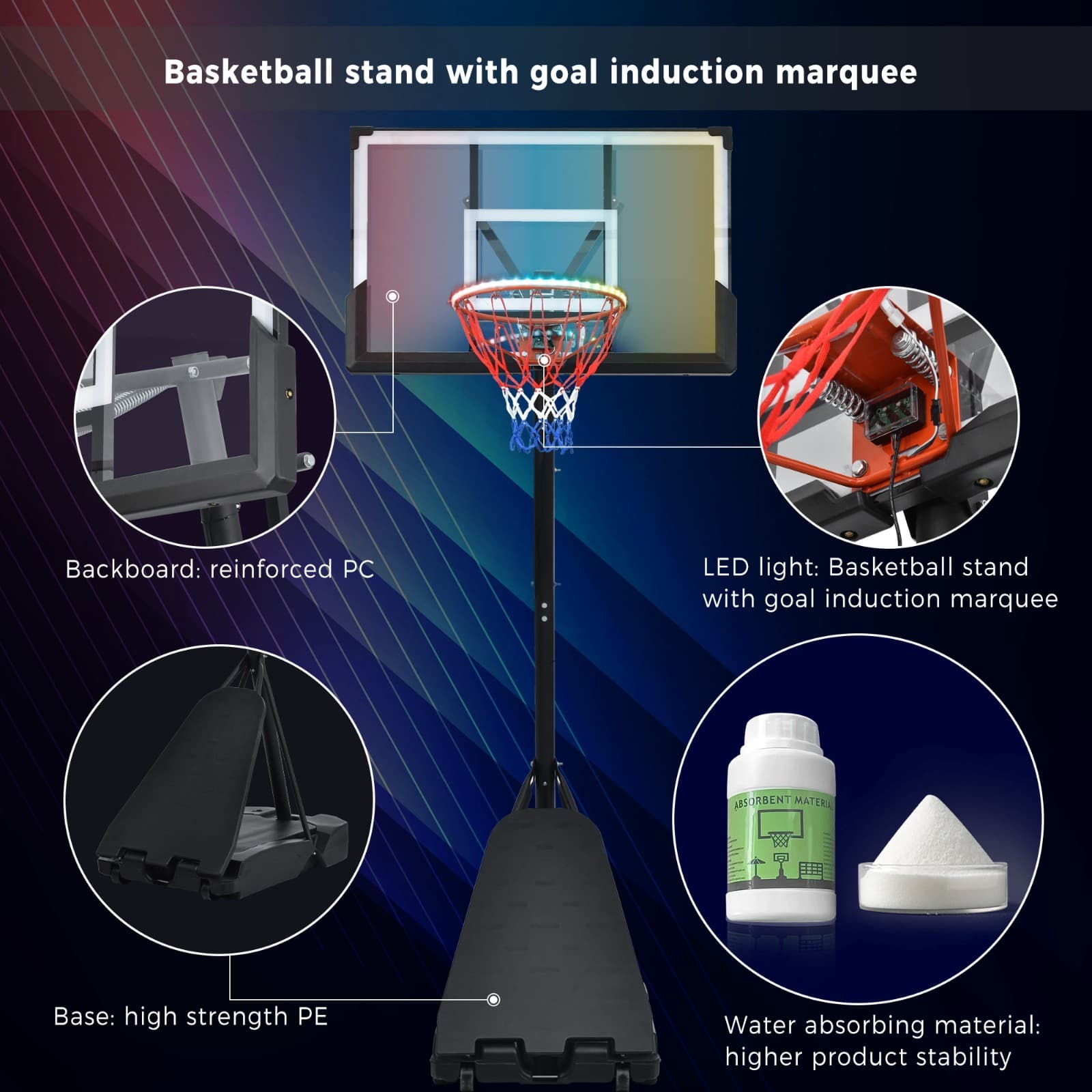 8-10FT Portable Basketball Hoop Goals System Height Adjustable for Youth/Adults 3