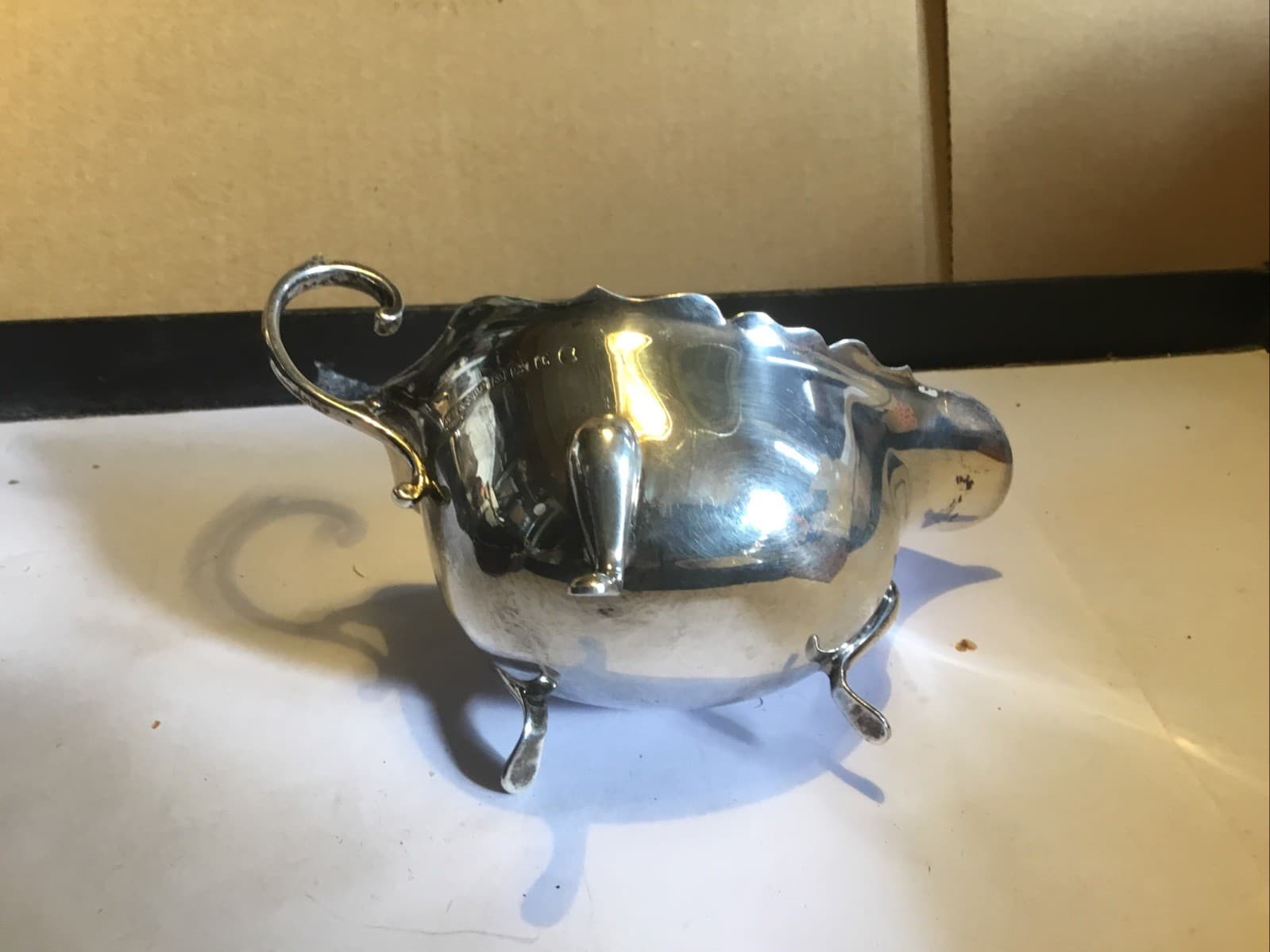 Sterling Silver Sauce Or Gravy Boat Birmingham Possibly 1860 W.B & S Ltd 6" Long 2