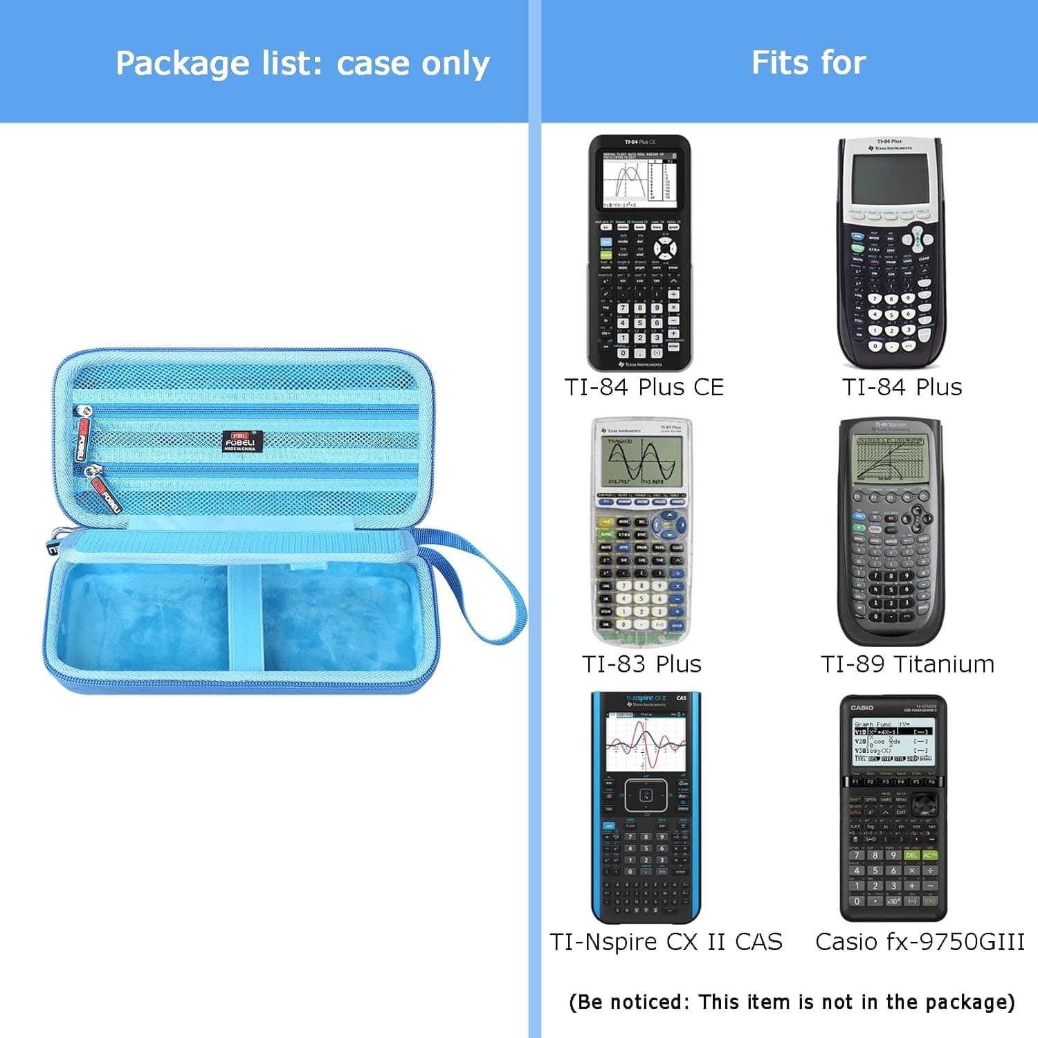 FBLFOBELI Hard Case for Texas Instruments TI-84 Plus CE/TI-84 Plus/TI-83 Blue  4