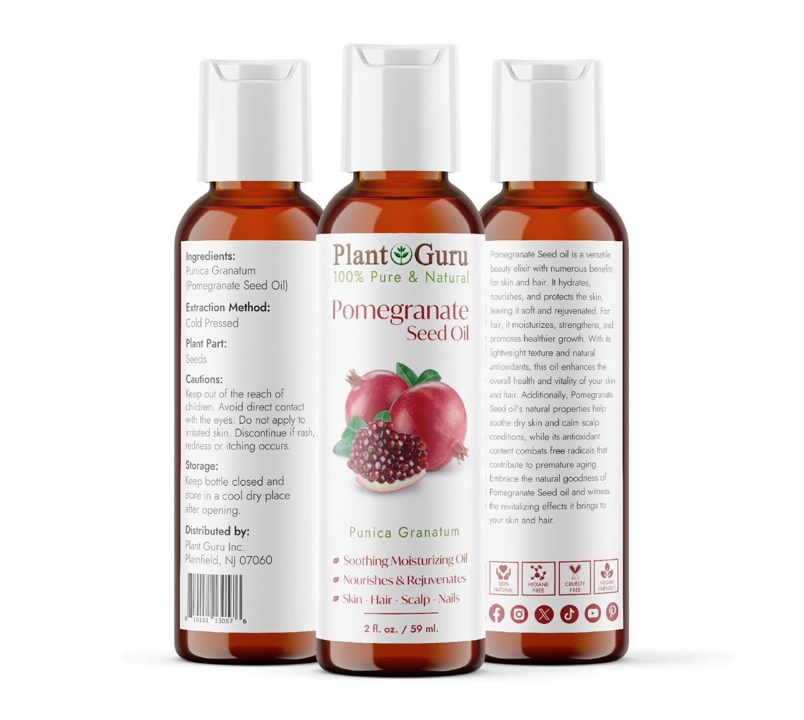 Pomegranate Seed Oil 2 oz. Cold Pressed 100% Pure Unrefined For Skin Face Hair 2