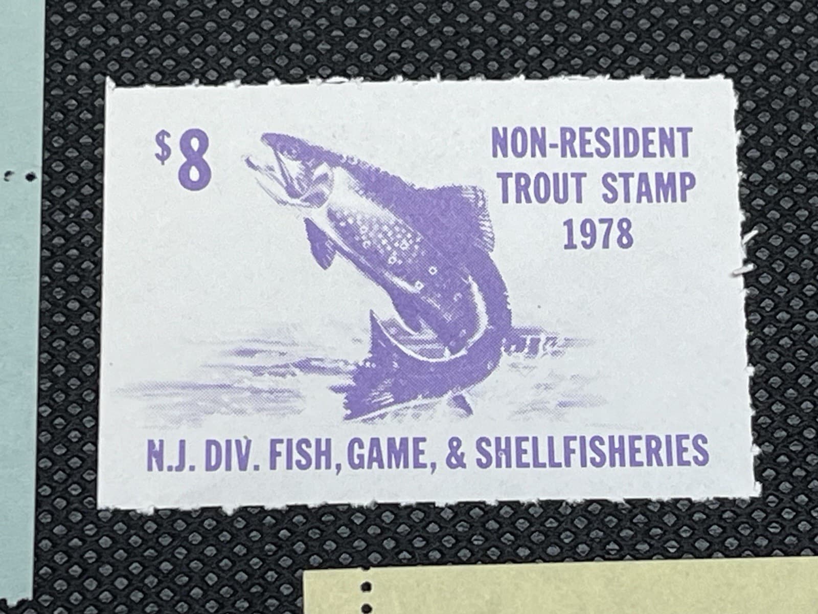 VINTAGE LOT OF 8 NEW JERSEY NON-RESIDENT TROUT STAMPS MNH Set #4 4